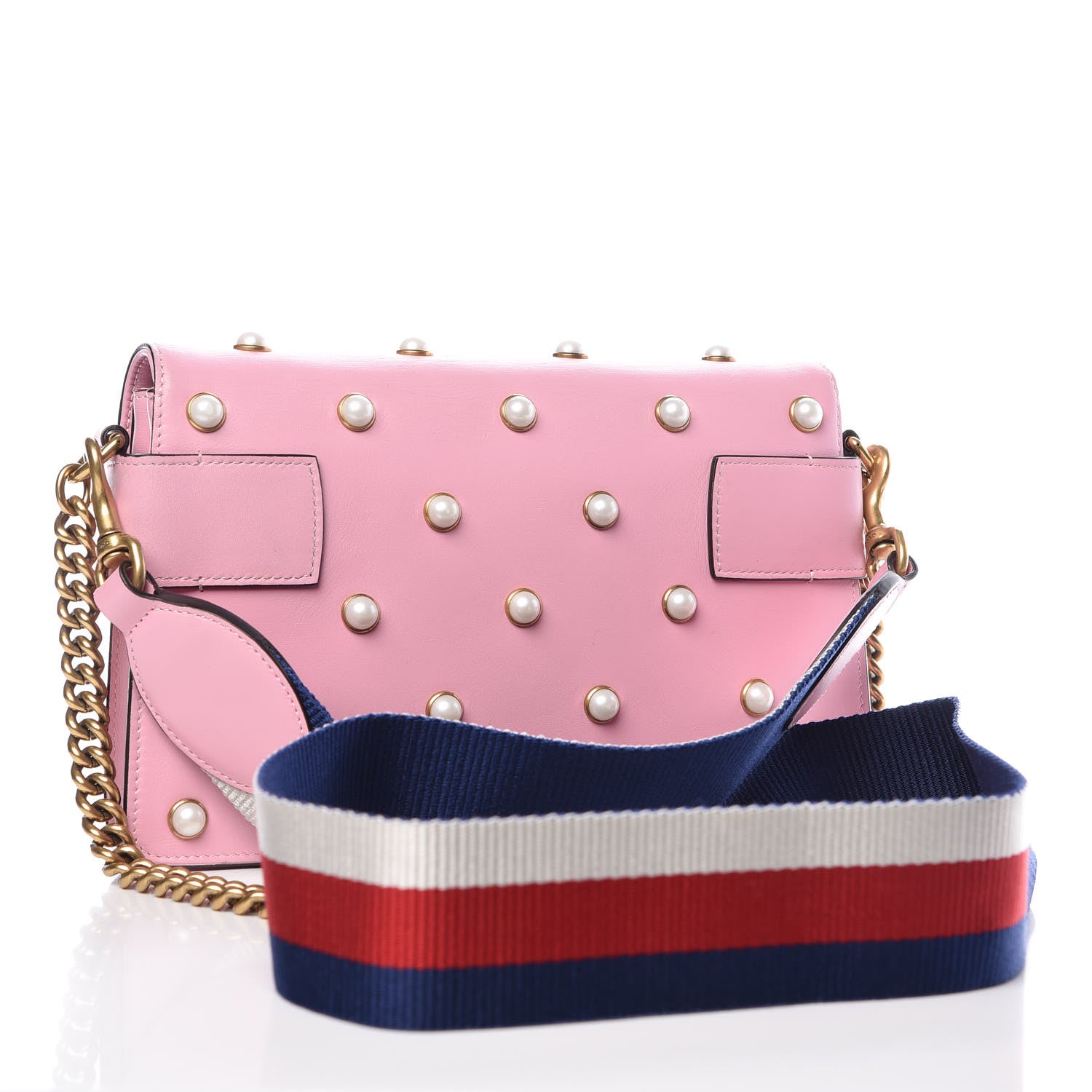 Gucci Nappa Pearl Studded Mini Queen Margaret Broadway Shoulder Bag Sugar Pink 3 of 13
