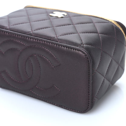 Chanel Iridescent Lambskin Quilted Small Top Handle Vanity Case With Chain Burgundy 10 of 10