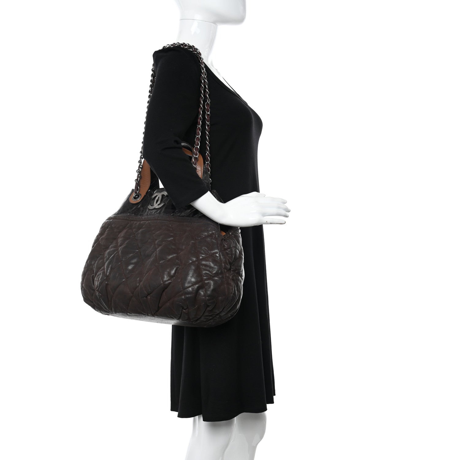 Chanel Iridescent Calfskin Quilted Large In The Mix Tote Dark Brown 2 of 12