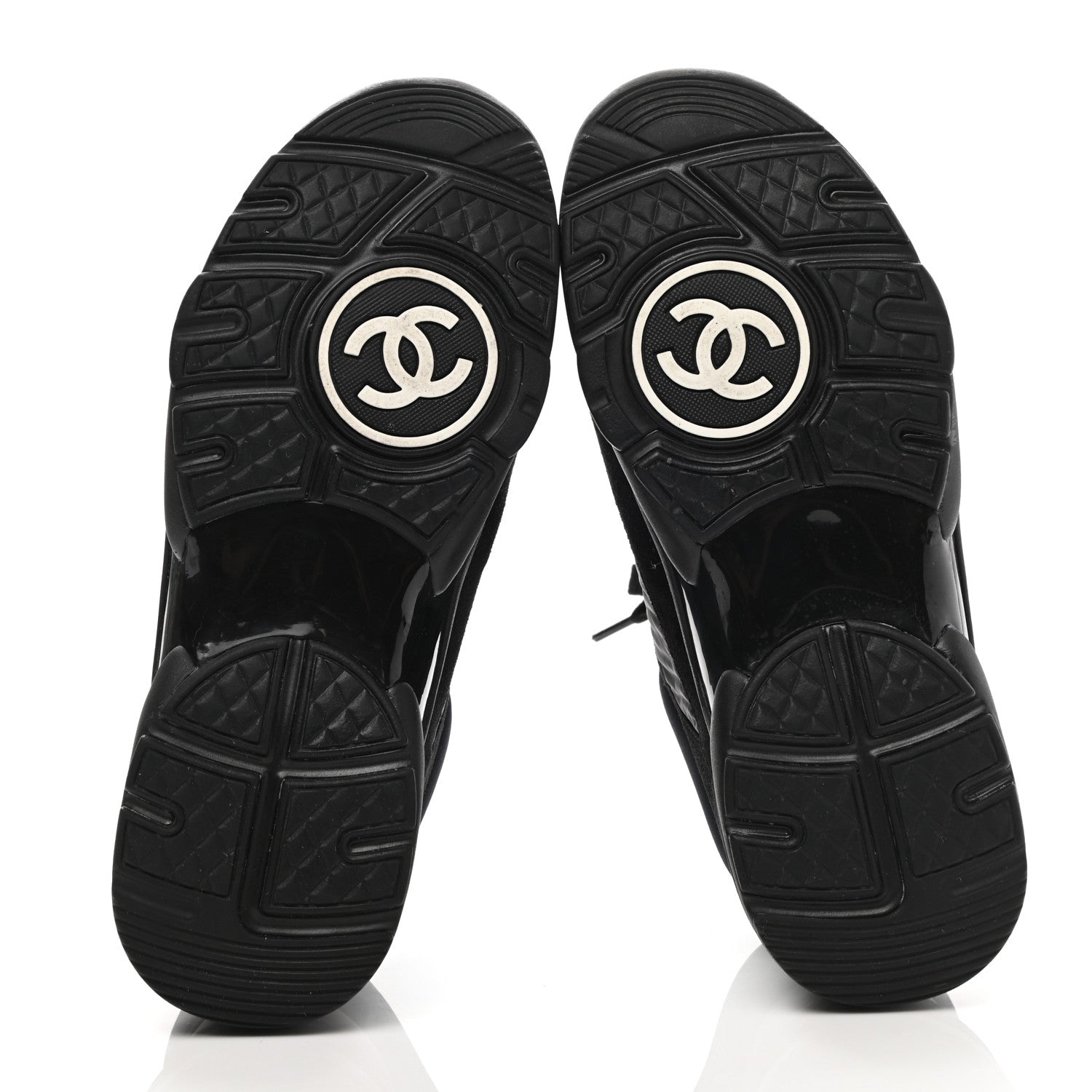 Chanel Nylon Calfskin Suede Calfskin CC Sneakers 36.5 Black 5 of 8