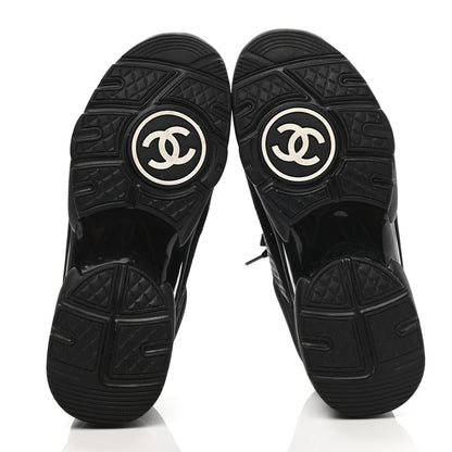 Chanel Nylon Calfskin Suede Calfskin CC Sneakers 36.5 Black 5 of 8