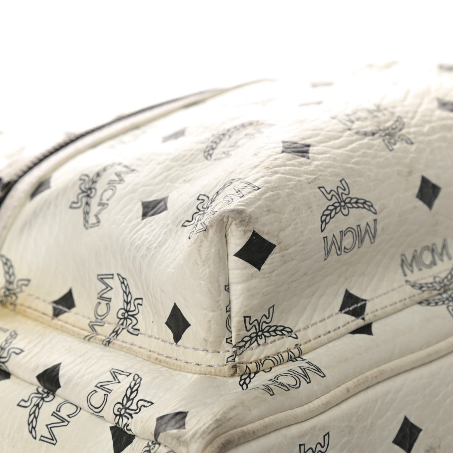 MCM Visetos Crown Stud Medium Stark Backpack White 14 of 17