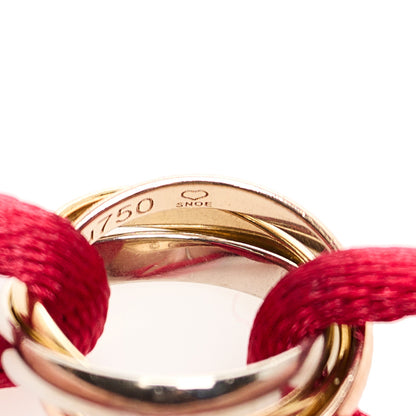 Cartier 18K Pink Yellow White Gold Trinity Cord Bracelet Red 6 of 6