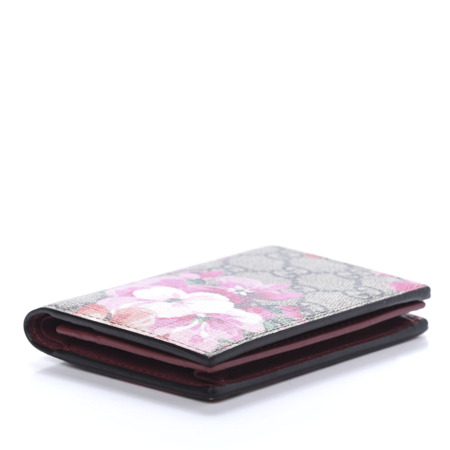 GG Supreme Monogram Blooms Card Case Beige Multicolor Dry Rose