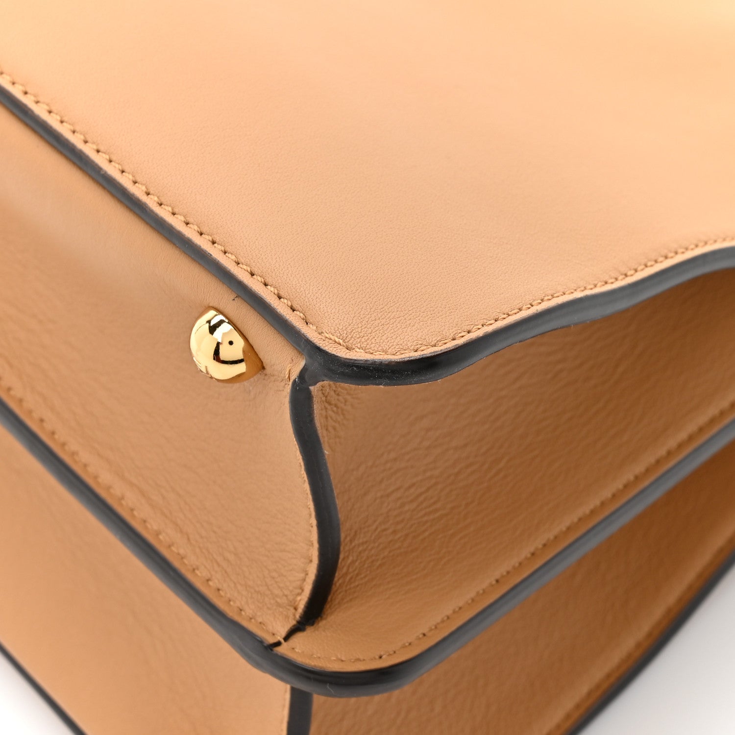 Fendi Vitello Seta Nappa FF Striped Embossed Medium Peekaboo I SEE U Satchel Miele Scuro Multicolor 14 of 16