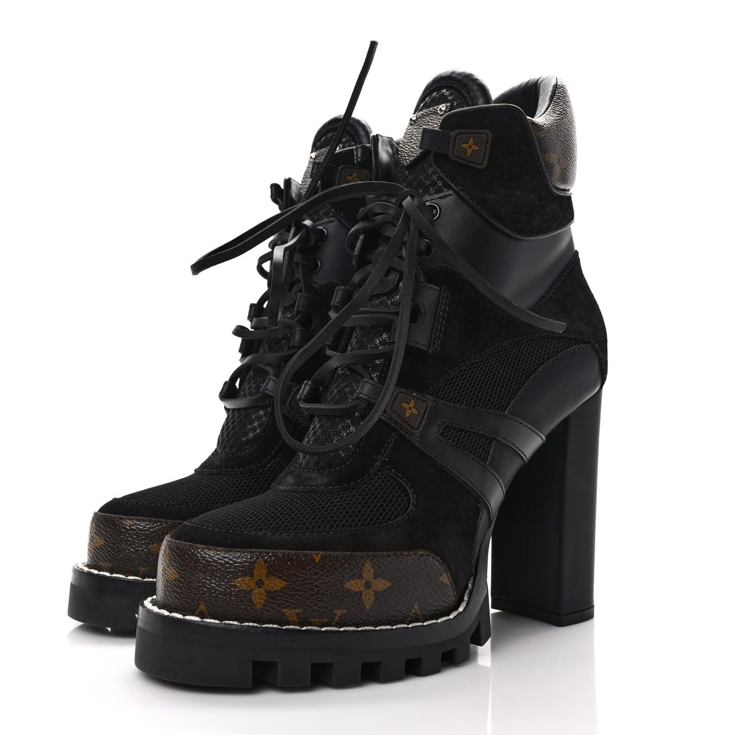 Louis Vuitton Suede Calfskin Monogram Star Trail Ankle Boots 40 Black 3 of 7
