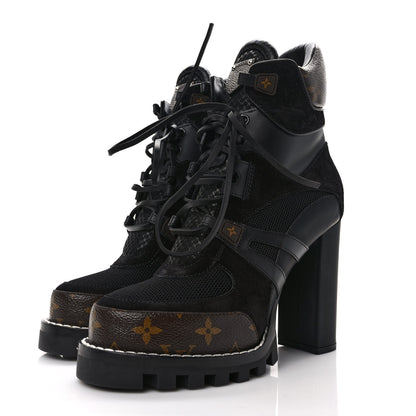 Louis Vuitton Suede Calfskin Monogram Star Trail Ankle Boots 40 Black 3 of 7