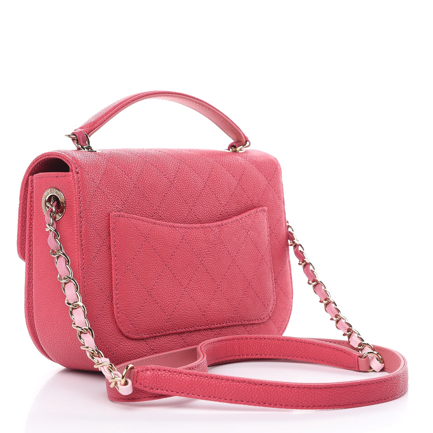 Grained Calfskin Quilted Small Cuba Top Handle Flap Pink