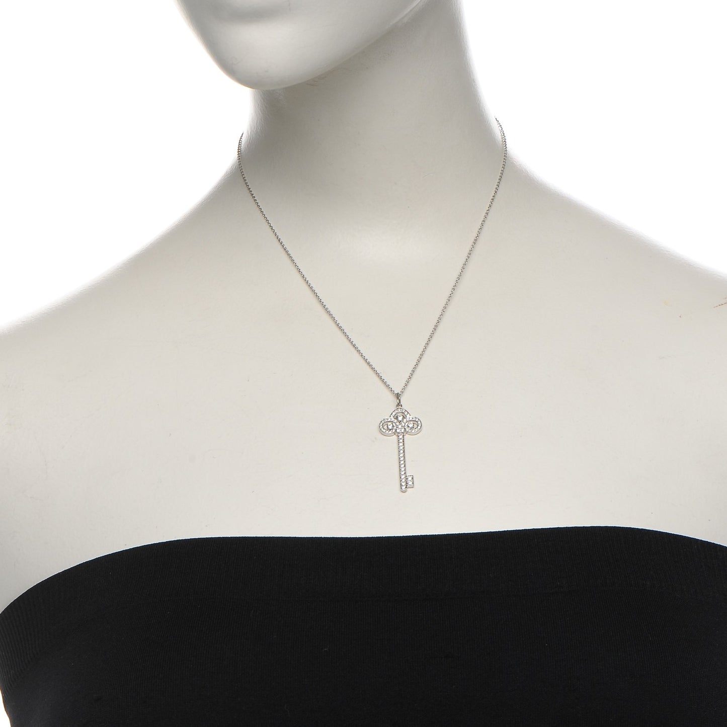 Platinum Diamond .90ct Fleur De Lis Key Pendant Necklace