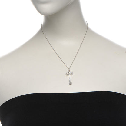 Tiffany Platinum Diamond .90ct Fleur De Lis Key Pendant Necklace 2 of 7