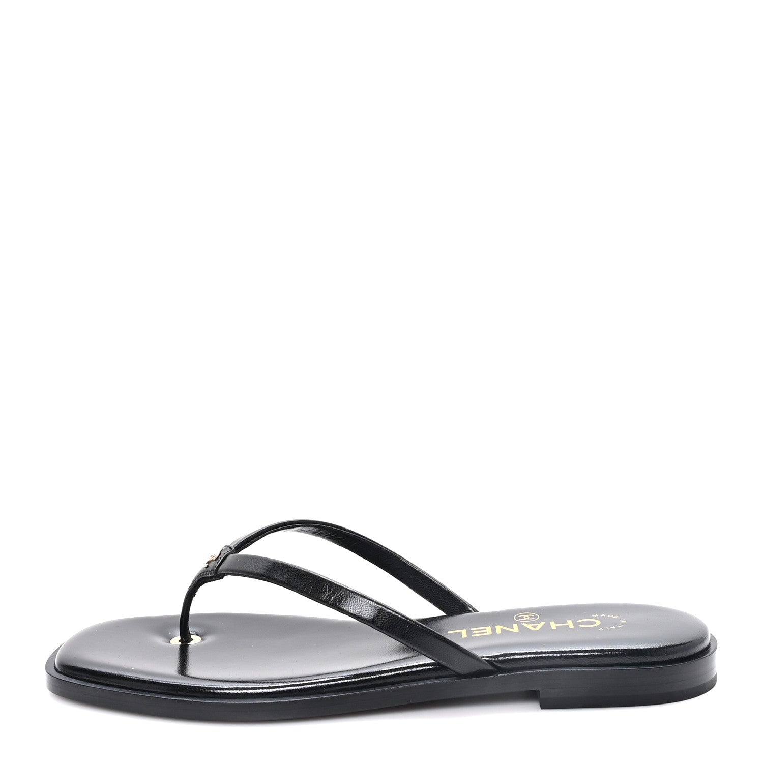 Chanel Goatskin CC Times Square Thong Sandals 37 Black 1 of 10