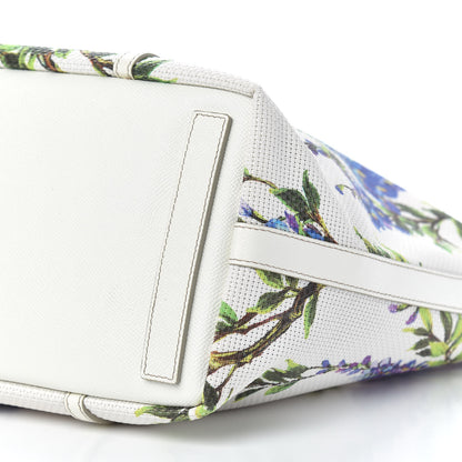 Dolce & Gabbana Woven Canvas Floral Print Small Escape Tote White Multicolor 8 of 10