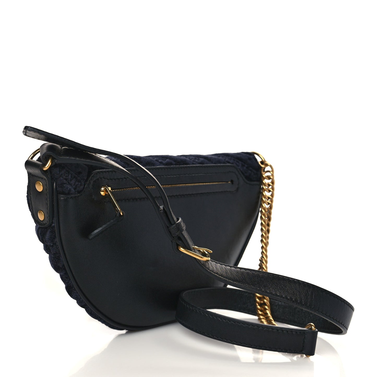 Crushed Velvet Logo Embossed XXS Souvenir Belt Bag Black