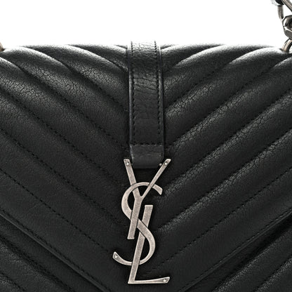 Saint Laurent Sheepskin Matelasse Chevron Monogram Medium College Bag Black 7 of 9