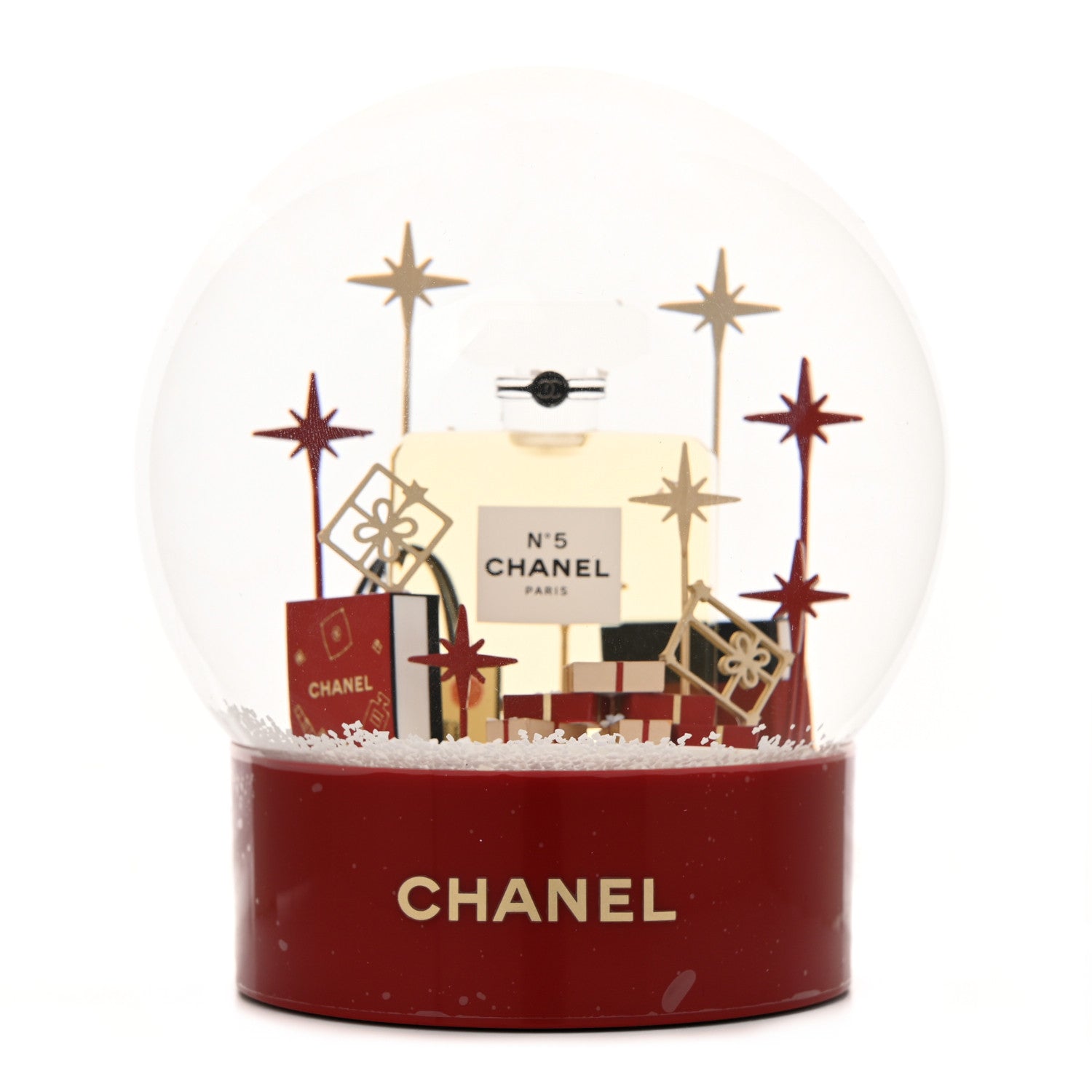 Chanel Glass N°5 Perfume Bottle Snow Globe Red 1 of 8