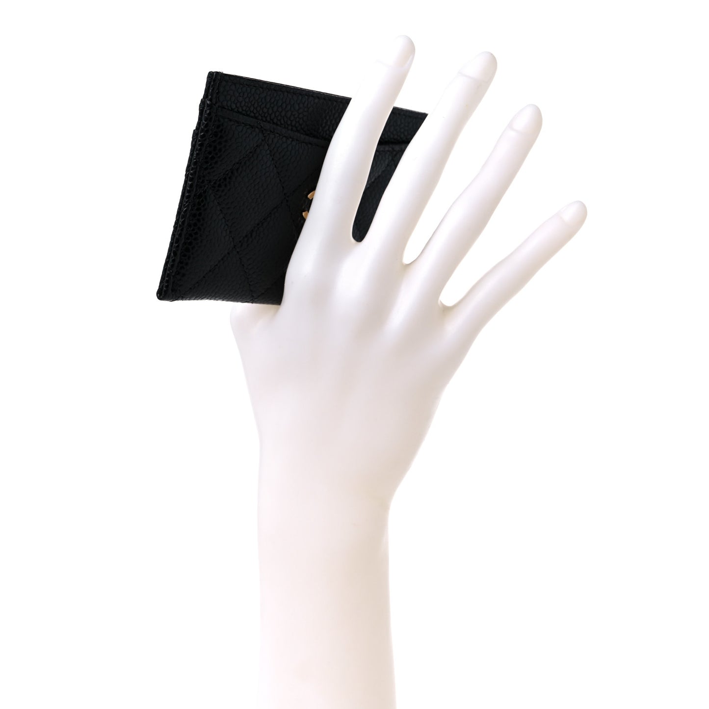 Caviar Quilted Card Holder Black
