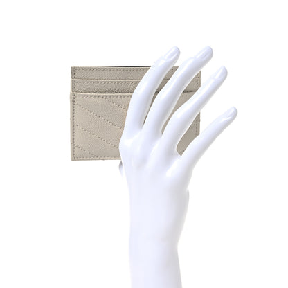 Saint Laurent Grain De Poudre Matelasse Chevron Monogram Credit Card Case Crema Soft 2 of 16
