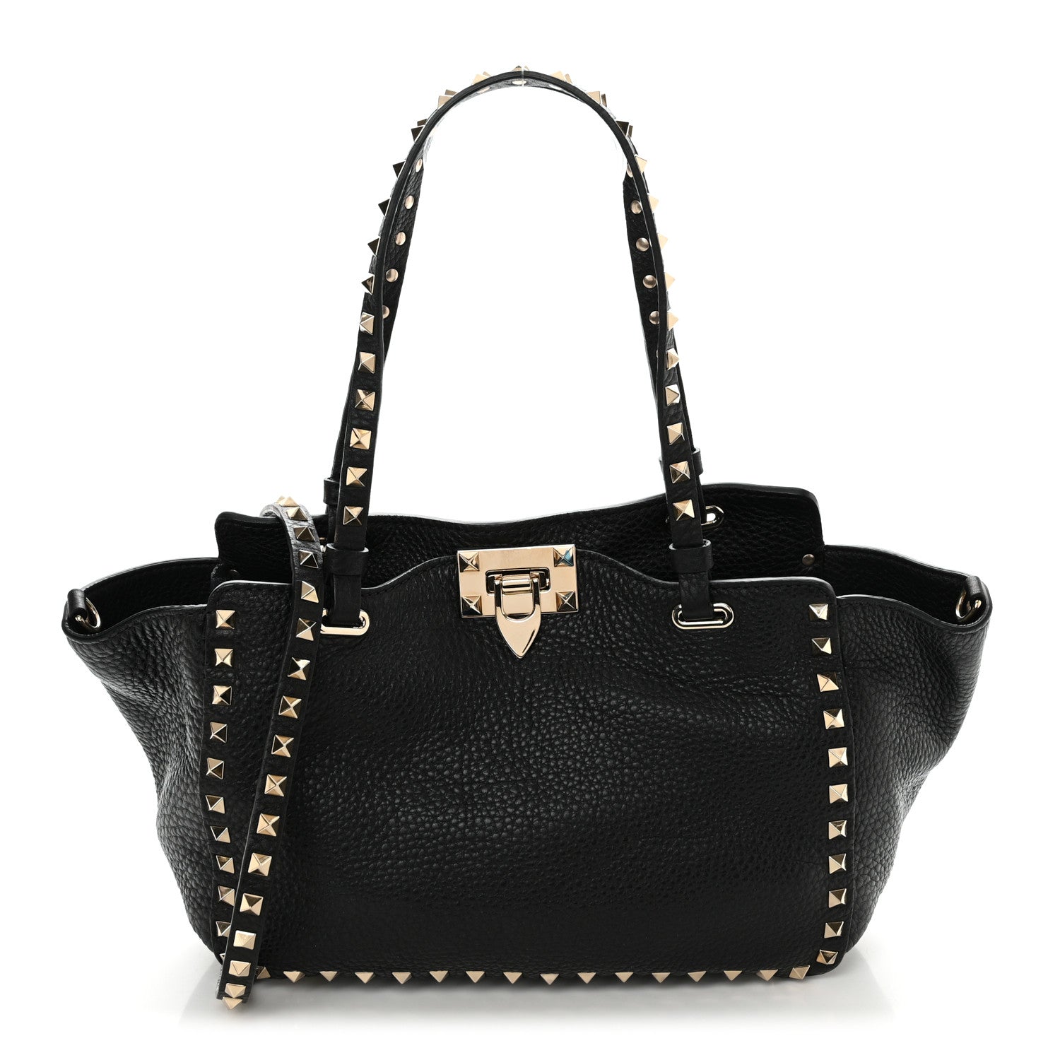 Valentino Garavani Grained Calfskin Small Rockstud Tote Black 1 of 9