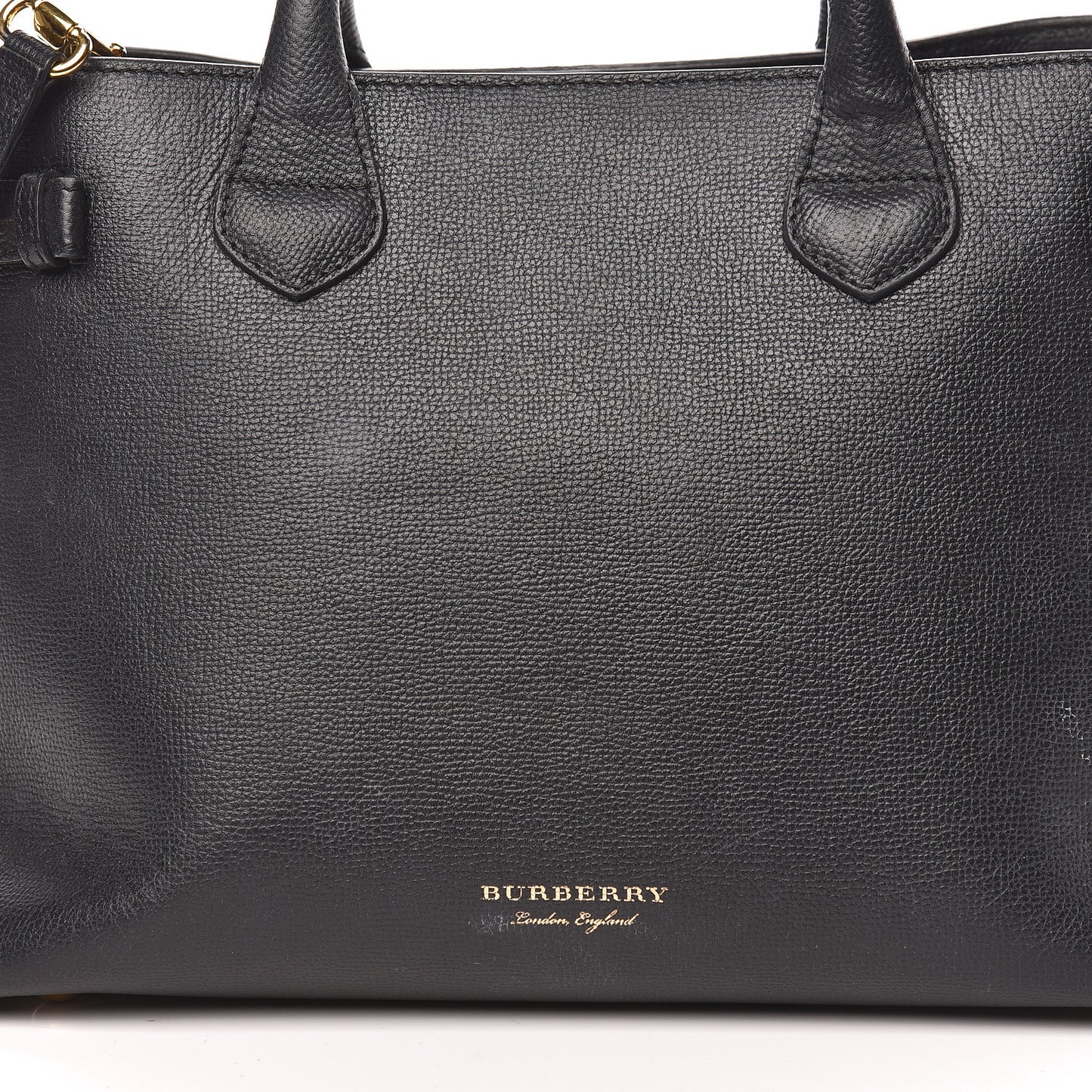 Grainy Calfskin House Check Medium Banner Tote Black