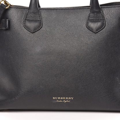 Burberry Grainy Calfskin House Check Medium Banner Tote Black 17 of 18