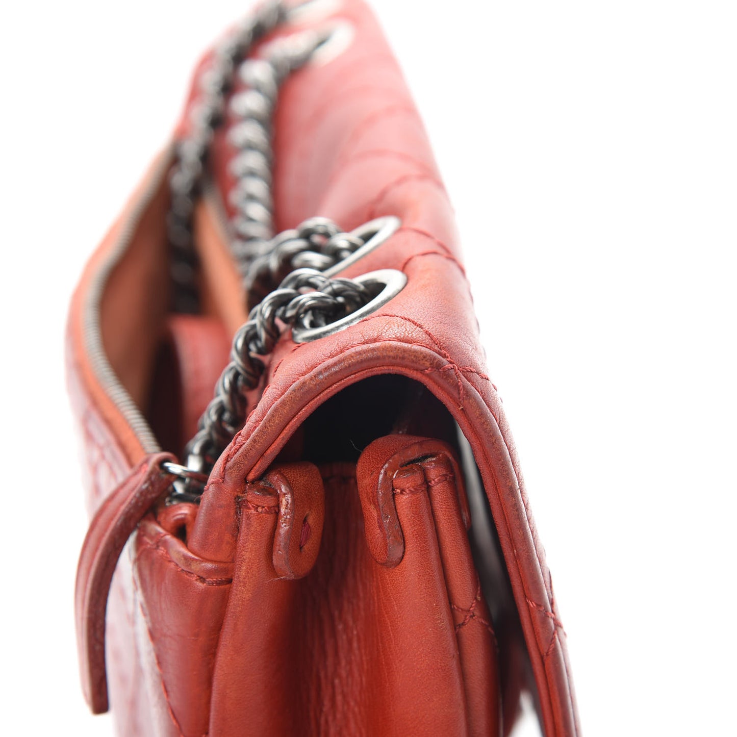 Calfskin Stitched Medium CC Sellier Flap Red