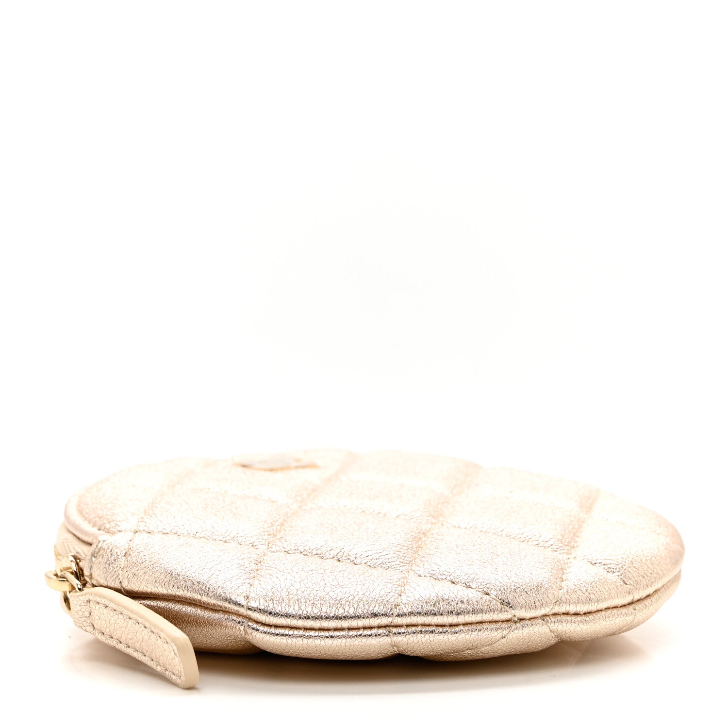 Chanel Metallic Lambskin Quilted Round Clip On Coin Purse Gold 4 of 8