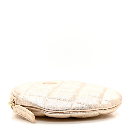 Chanel Metallic Lambskin Quilted Round Clip On Coin Purse Gold 4 of 8