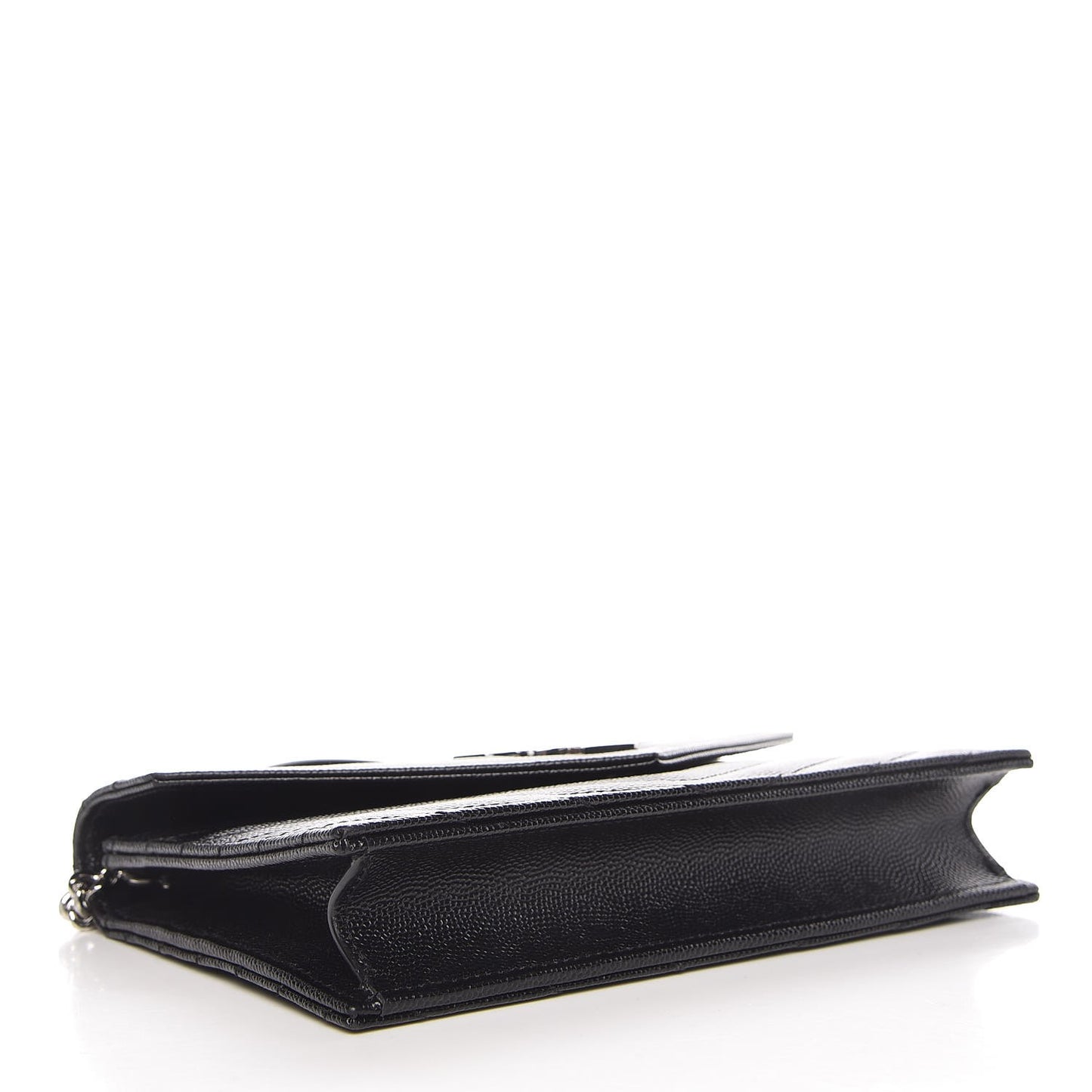 Grain De Poudre Matelasse Chevron Monogram Envelope Chain Wallet Black