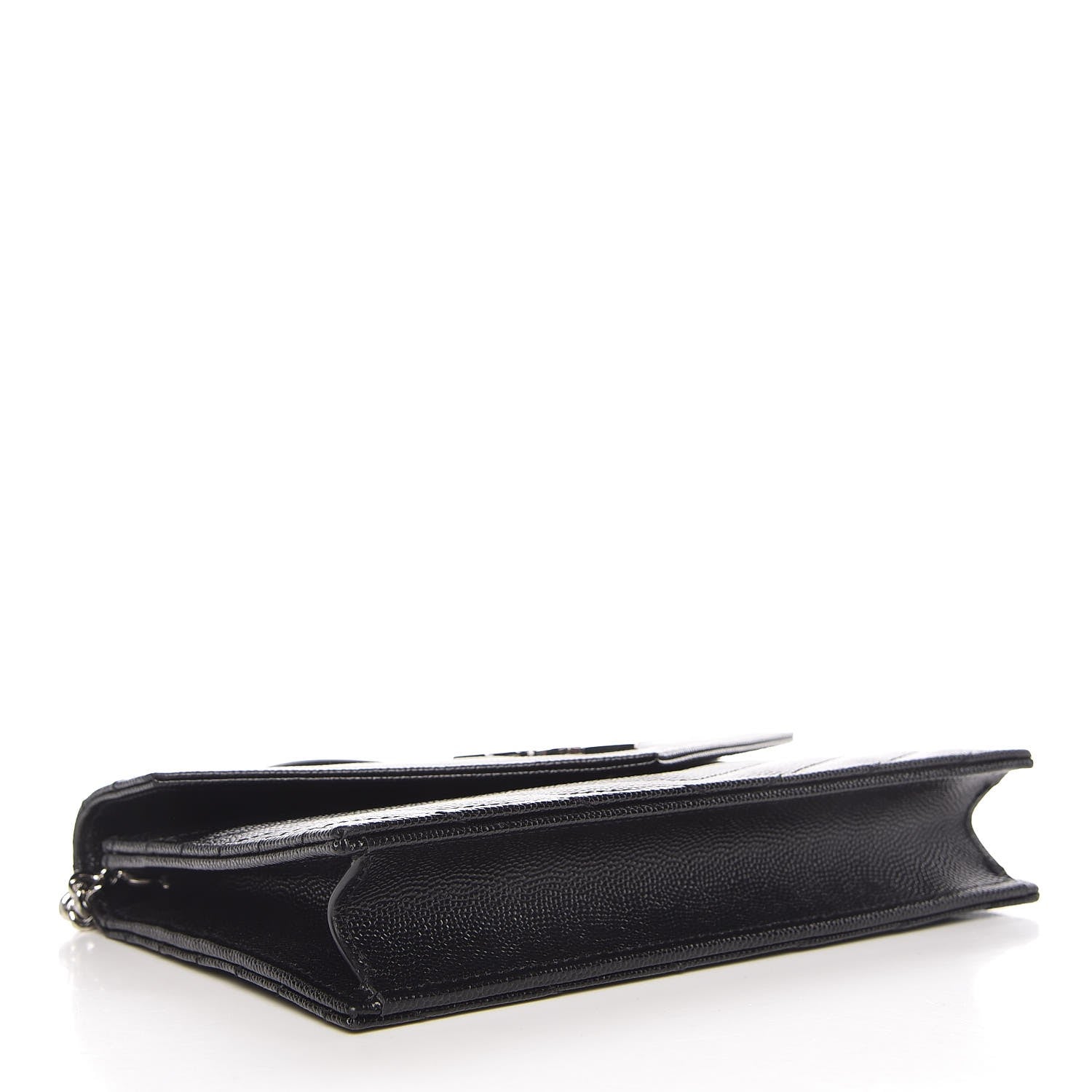 Saint Laurent Grain De Poudre Matelasse Chevron Monogram Envelope Chain Wallet Black 4 of 8
