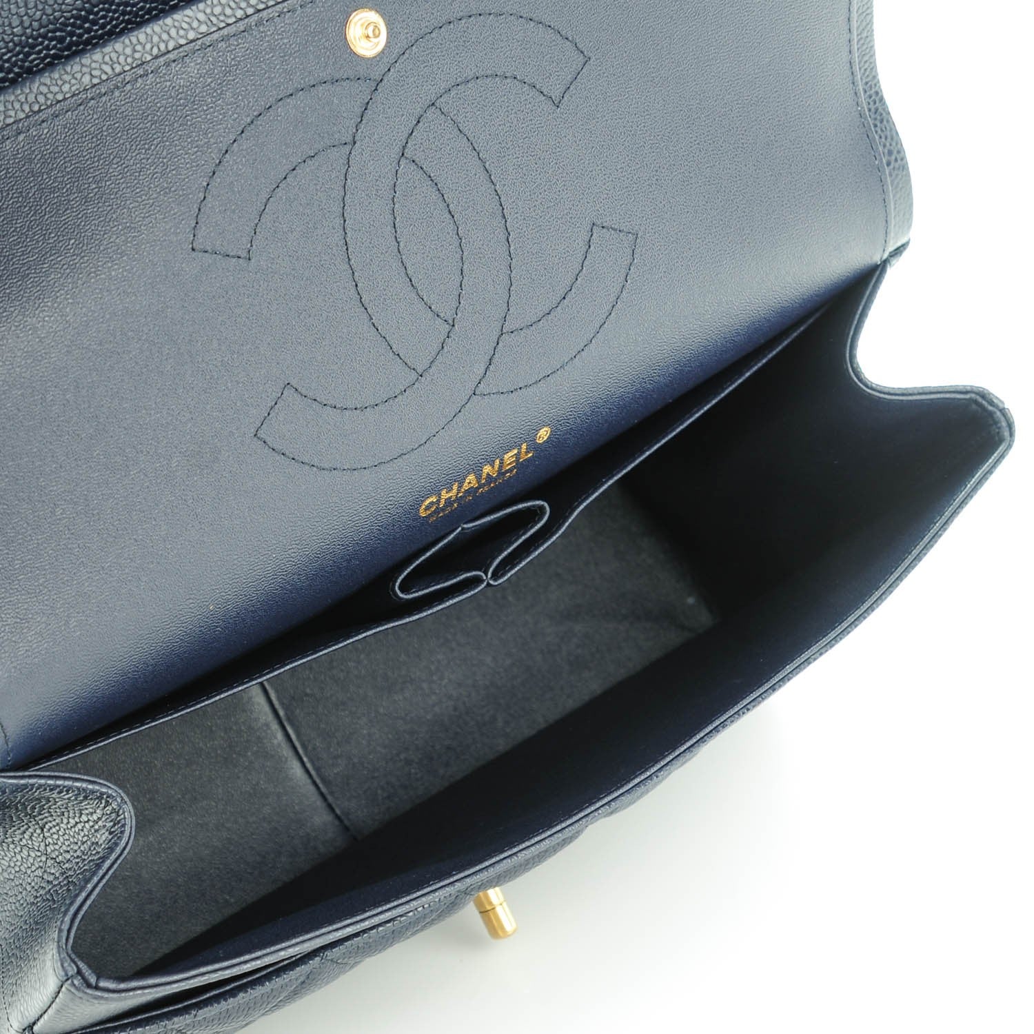 Chanel Caviar Quilted Jumbo Double Flap Navy Blue 8 of 9