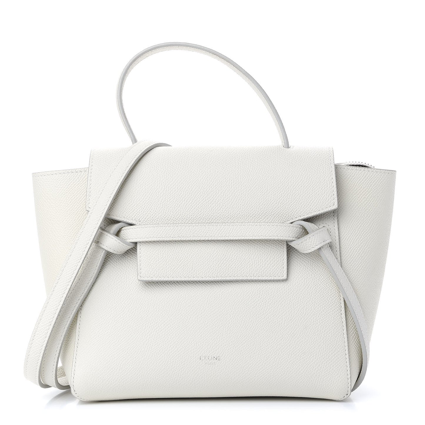 Grained Calfskin Nano Belt Bag White