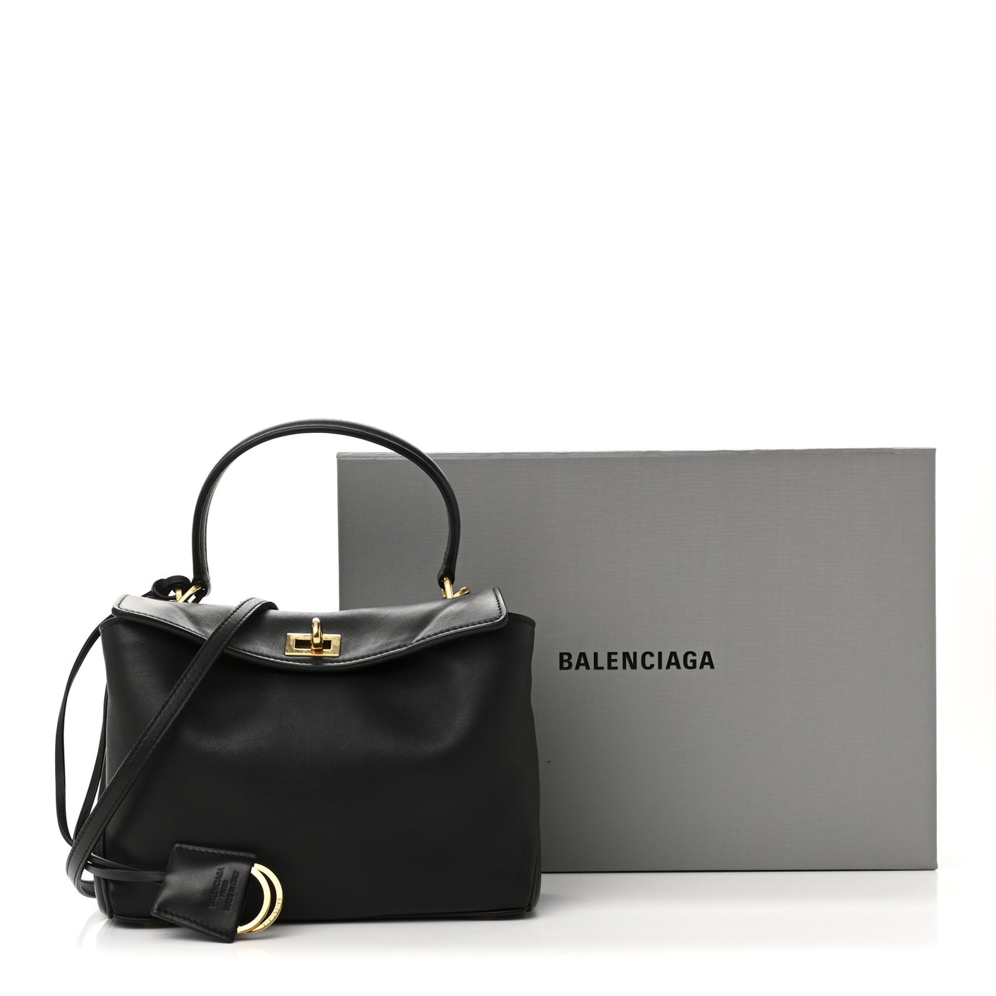 Natural Smooth Calfskin Mini Rodeo Top Handle Handbag Black