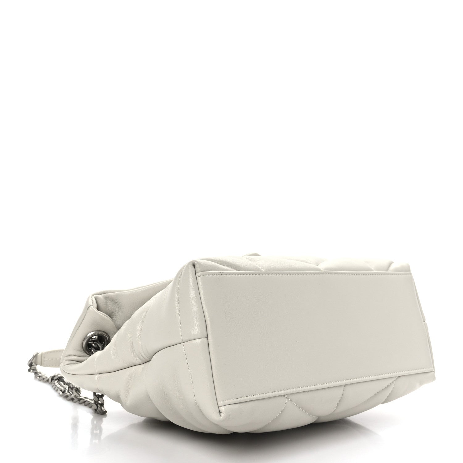 Saint Laurent Lambskin Quilted Small Loulou Puffer Monogram Chain Satchel Blanc Vintage 4 of 9