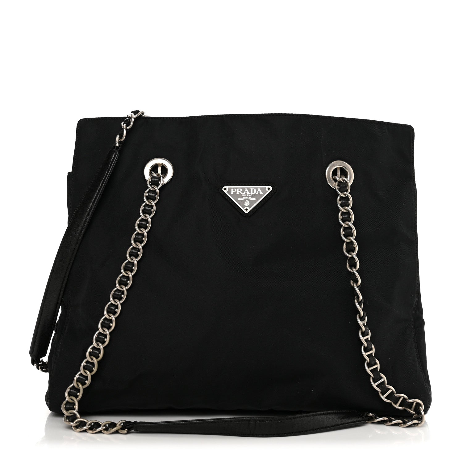 Prada Tessuto Nylon Acciaio Chain Shoulder Bag Black 1 of 11