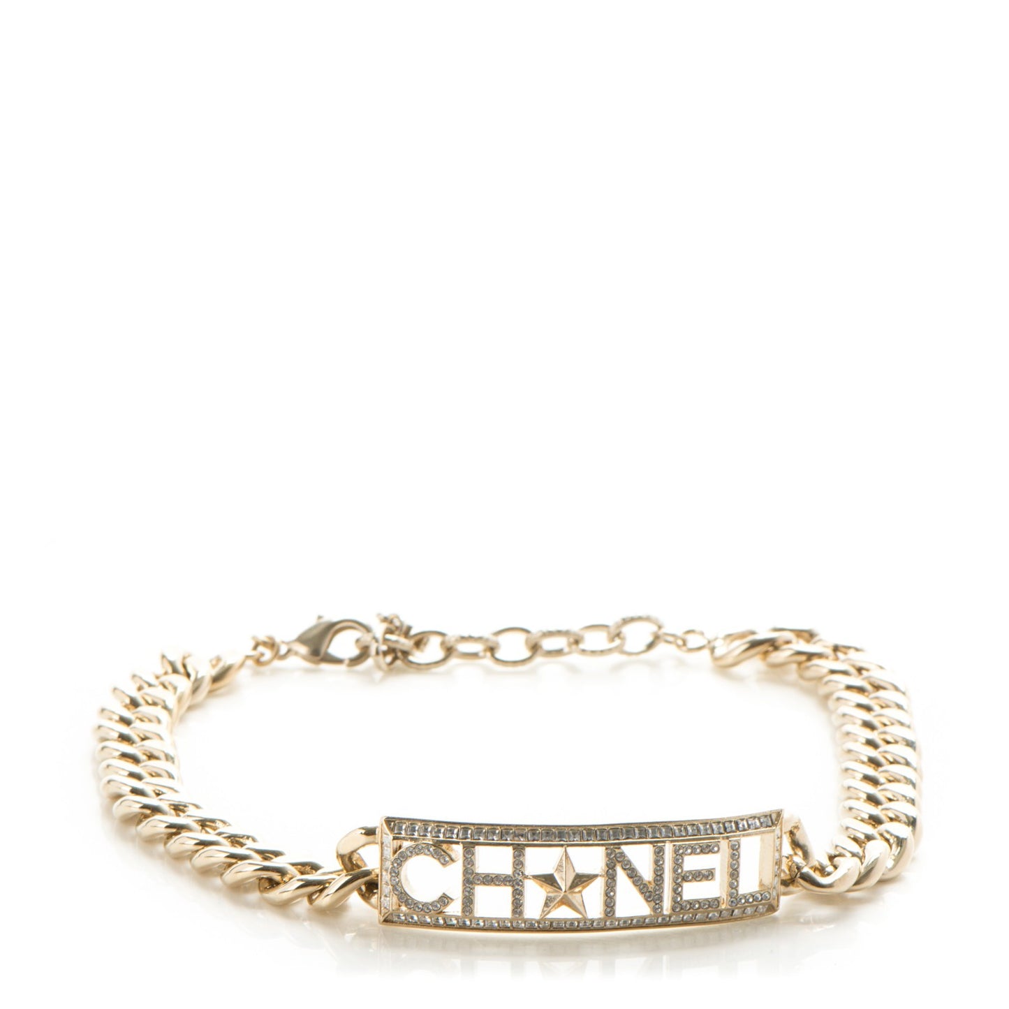 Crystal Chain Link Choker Necklace Gold