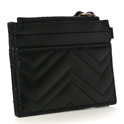 Gucci Calfskin Matelasse Chevron GG Marmont Key Case Card Holder Black 3 of 12