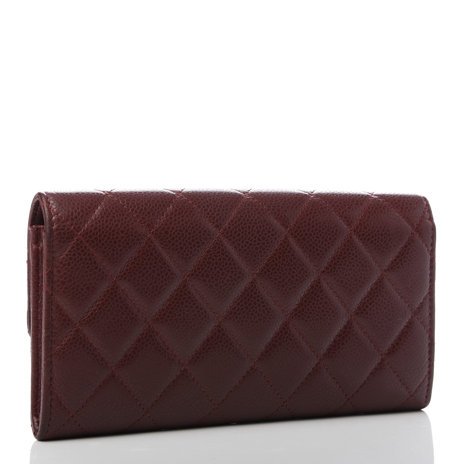 Chanel Caviar Quilted Large Gusset Flap Wallet Dark Red 6 of 20