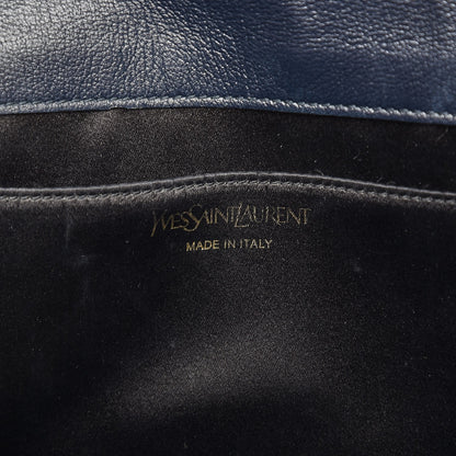 Saint Laurent Calfskin Monogram Large Belle De Jour Clutch Navy 6 of 11