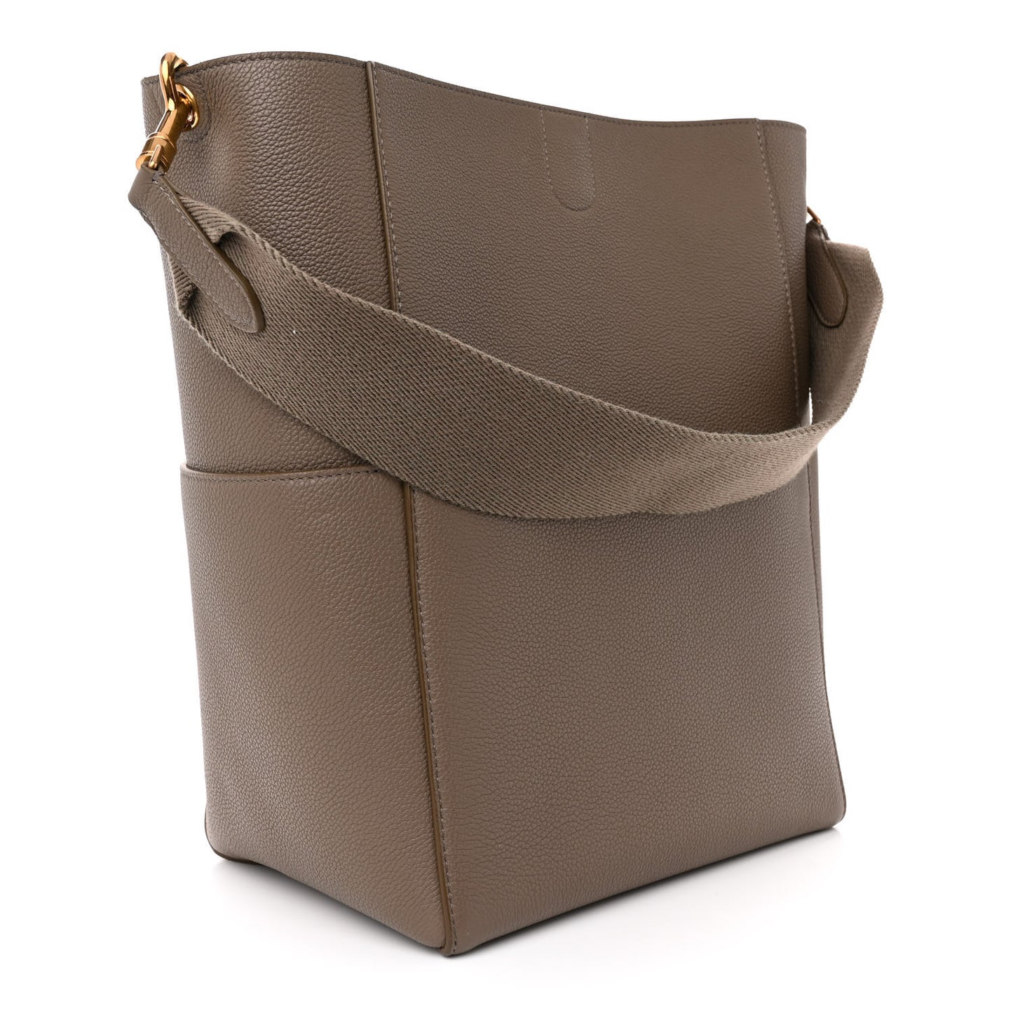 Soft Grained Calfskin Sangle Bucket Bag Taupe
