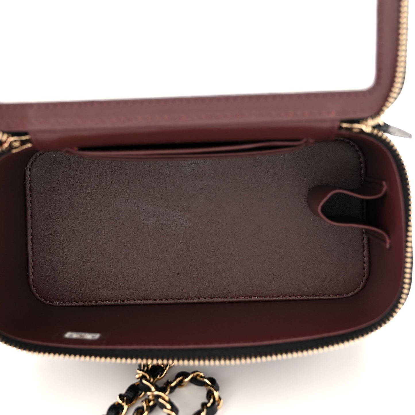Caviar Quilted Small Vanity Case With Chain Black