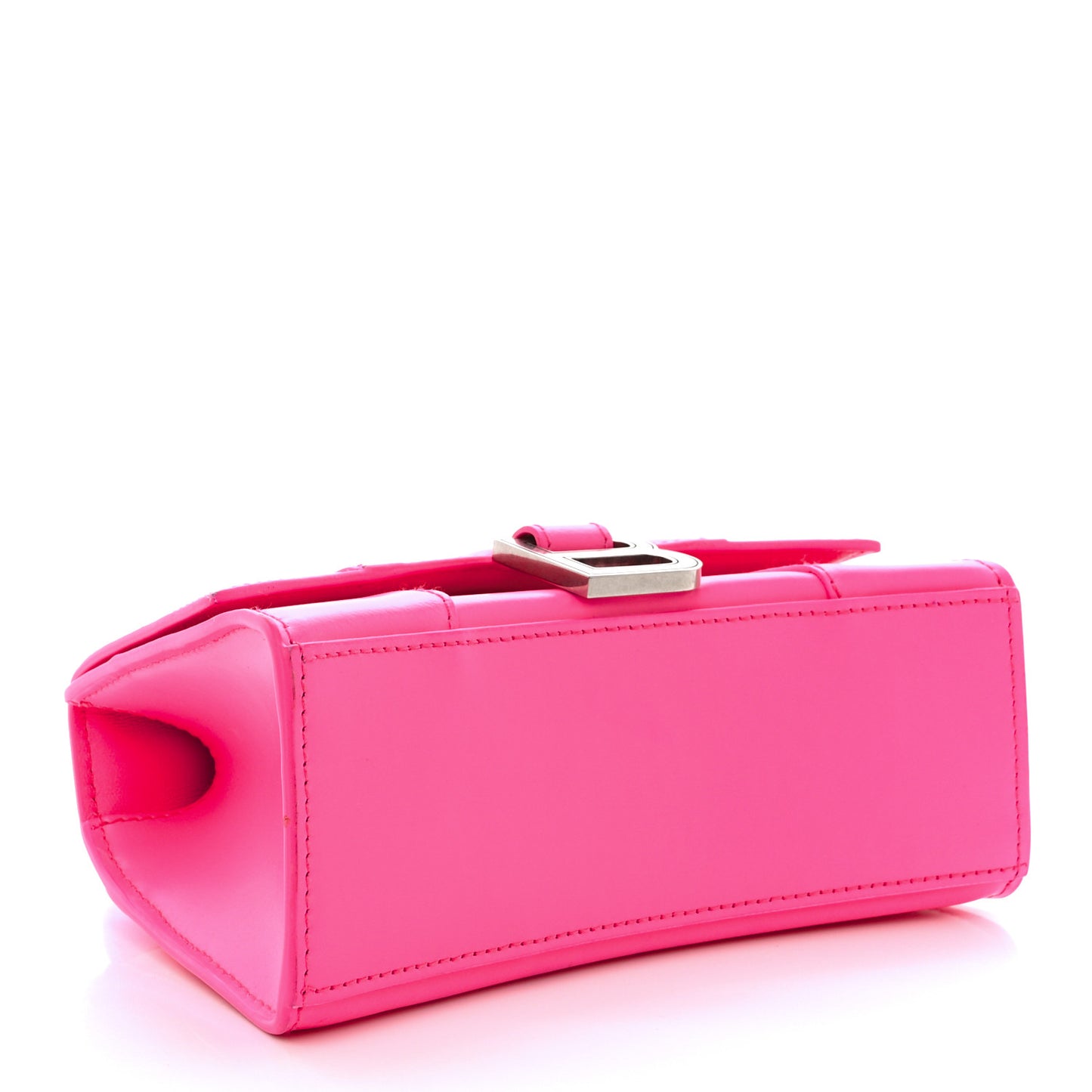 Shiny Box Calfskin Hourglass Top Handle Bag XS Fluo Pink