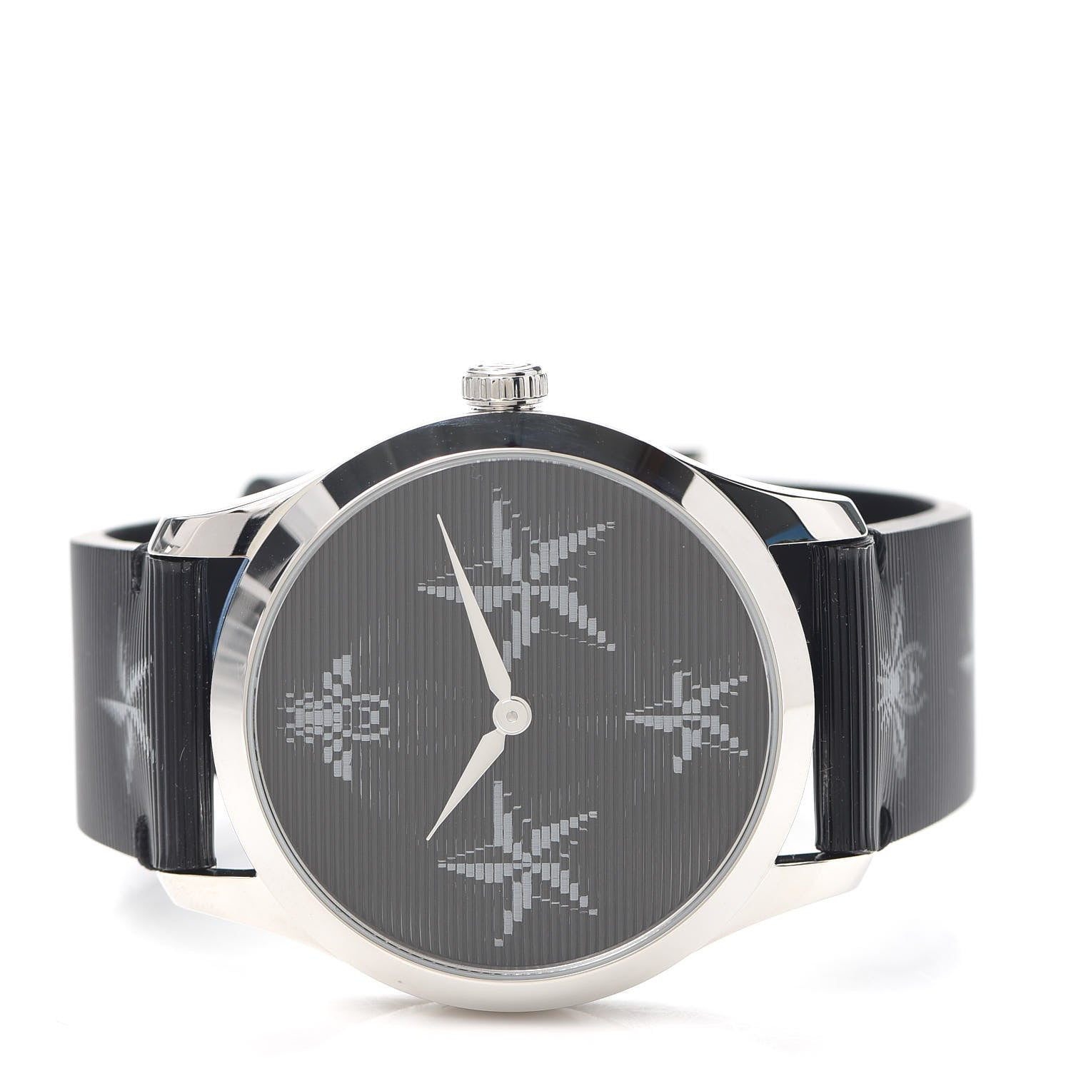 Gucci Stainless Steel Calfskin 38mm G-Timeless Bee Star Hologram Quartz Watch Black 2 of 5