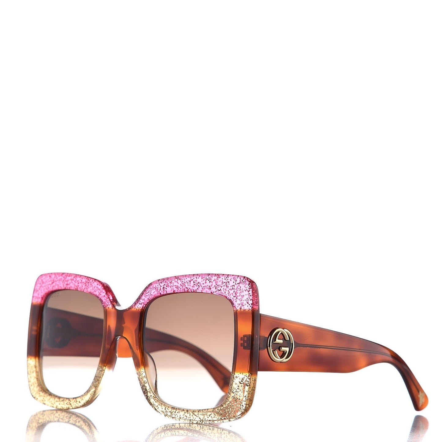 Square Frame GG0083S Sunglasses Glitter Pink Multi