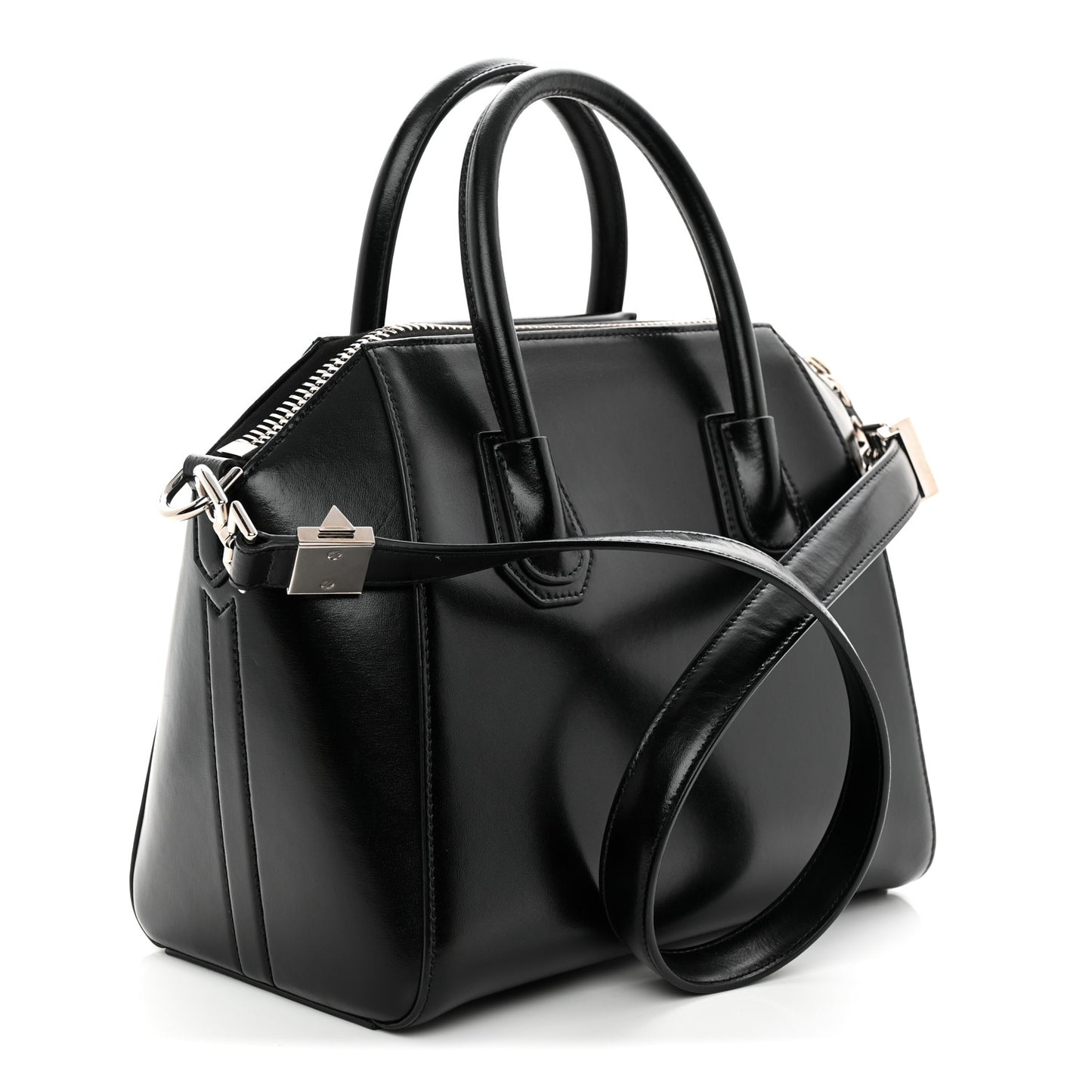 Shiny Lord Calfskin Small Antigona Black