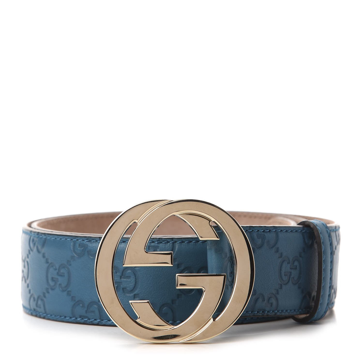 Gucci Guccissima Signature Interlocking G 40mm Belt 90 36 Deep Cobalt 1 of 3