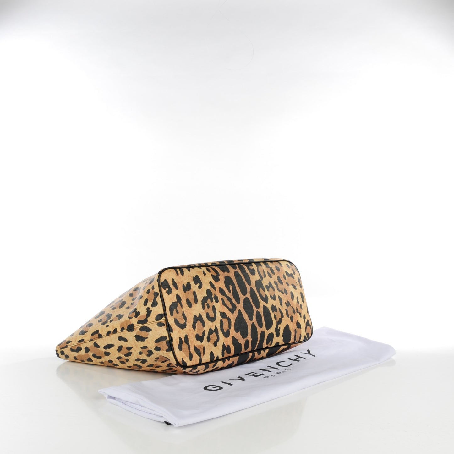 Textured Coated Canvas Leopard Print Large Antigona Tote