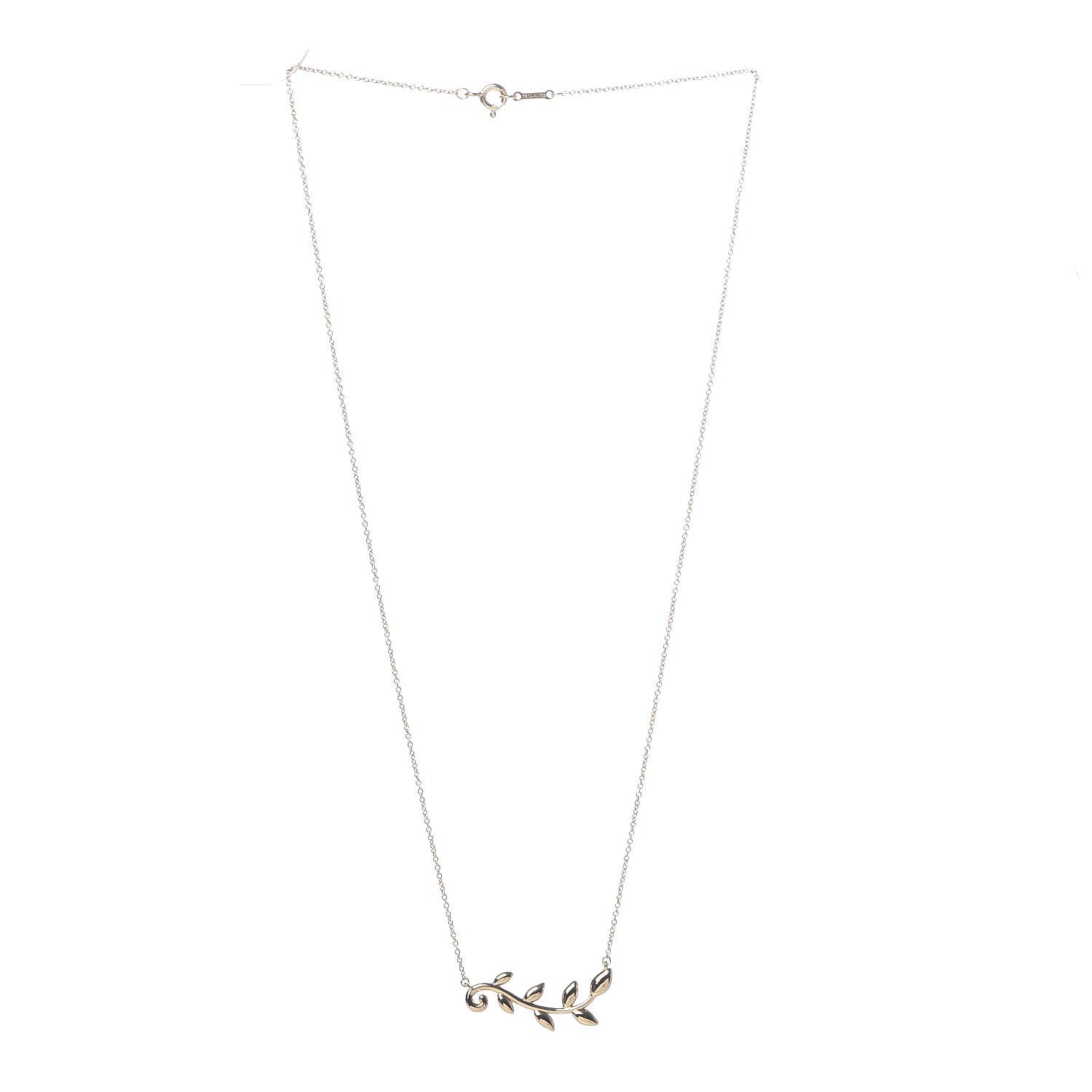 Tiffany 18K Yellow Gold Paloma Picasso Olive Leaf Vine Pendant Necklace 3 of 6