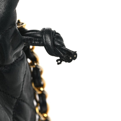 Chanel Lambskin Quilted Mini Drawstring Bucket Bag Black 12 of 12