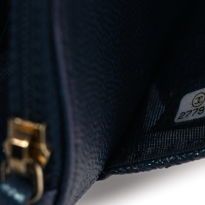 Chanel Iridescent Caviar Quilted Wallet on Chain WOC Dark Blue 8 of 11