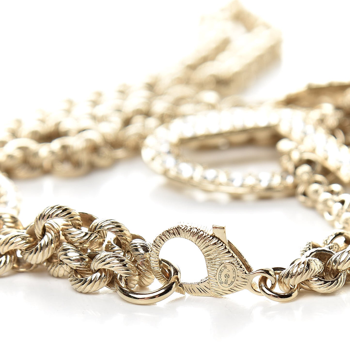 Metal Crystal 90's Icon Logo Chain Belt Gold